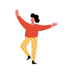 woman with red pullover