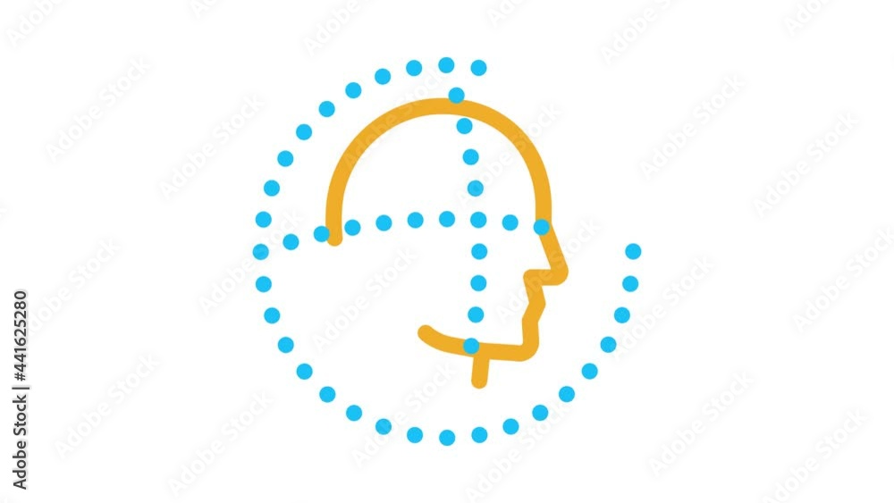 Poster scan head authentication icon animation. color scan head authentication animated icon on white backg