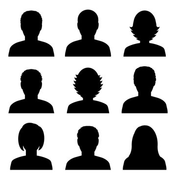 snvi37 SetNewVectorIllustration snvi - 9 avatar people icon . profile sign . head silhouette . person - social network - vector set . simple flat - transparent . AI10 / EPS10 . g10609