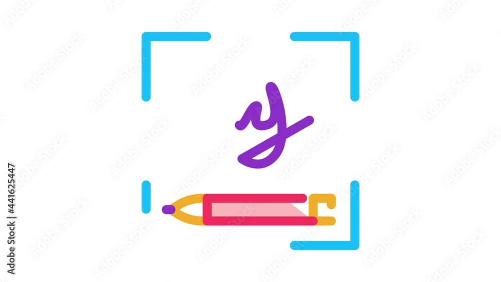 Poster human handwriting authentication icon animation. color human handwriting authentication animated ico