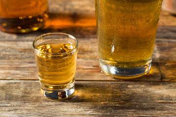 Refreshing Boozy Chicago Handshake Beer and a Shot