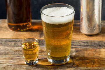 Refreshing Boozy Chicago Handshake Beer and a Shot
