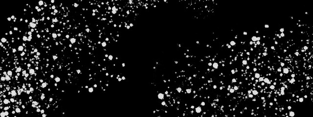 snowflakes abstract white color drop on black background with space
