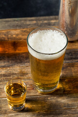 Refreshing Boozy Chicago Handshake Beer and a Shot