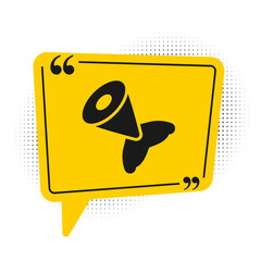 Black Fish tail icon isolated on white background. Yellow speech bubble symbol. Vector