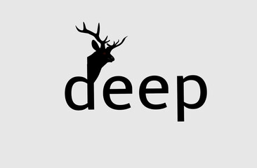 Vector stock with deer head crest and deer text on white background