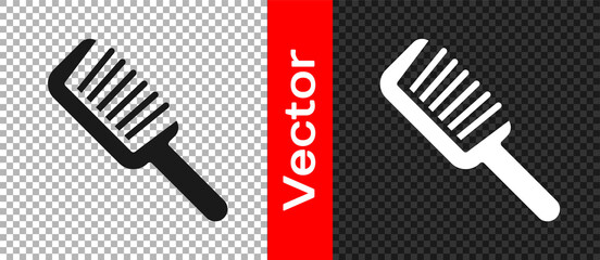 Black Hairbrush icon isolated on transparent background. Comb hair sign. Barber symbol. Vector