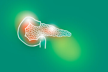 Handrawn illustration of human Pancreas on light green background.
Medical, science set with main human organs with empty copy space for text or infographic.
