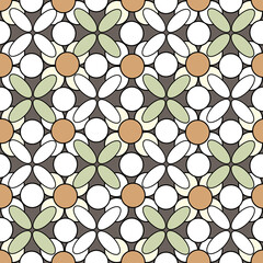 Beige and green geometric floral vector patter 