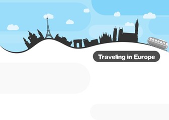 travel around Europe by train. flat style image