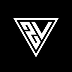 ZV Logo monogram with triangle shape designs template