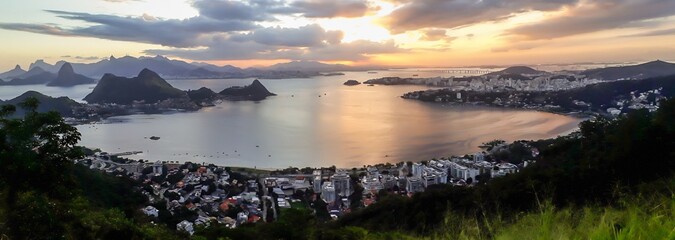 Panoramic of Rio de Janeiro and Guanabara Bay from Niteroi city observatory, Brazil