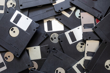 A square floppy disk is a magnetic disk for storing data in an old computer with a small capacity, but floppy disks were still popular in those days because there was no alternative.