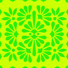 Tropical vector pattern illustration on yellow-green background