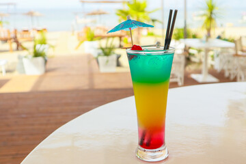 Tasty cold summer coctails at bar