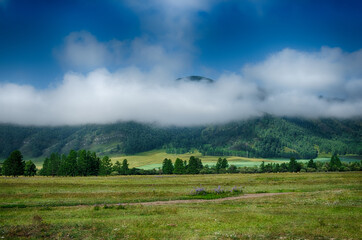 The early morning in the mountains of Altai