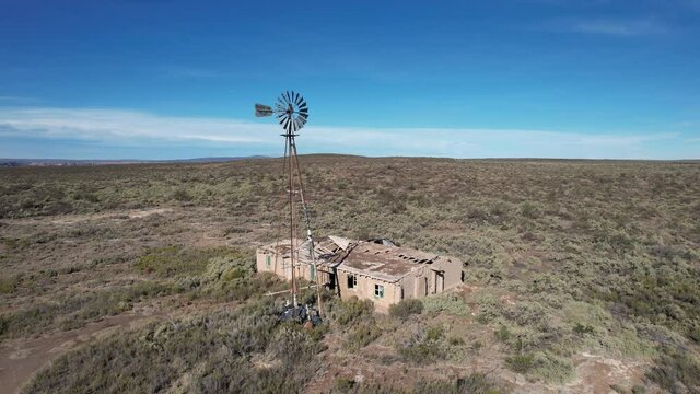 Abandoned Argentine ranch next to a water mill.