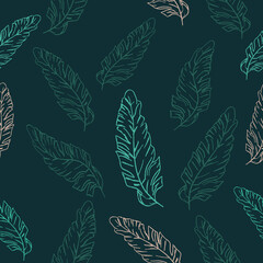 Vector Seamless Modern Neon Banana Tropical Leaves Pattern. Jungle botanic background for the packaging, wrapping paper, prints, ads banner, fabric