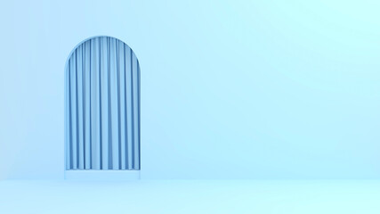 Obraz premium background for product placement There is an arched door aligned to the left. and leave the space on the right for decoration. 3D Scene.