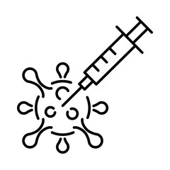 A simple linear icon of the coronavirus vaccine