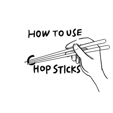 Hand drawn illustration of infographics of how to use chopsticks cover image in simple drawing 