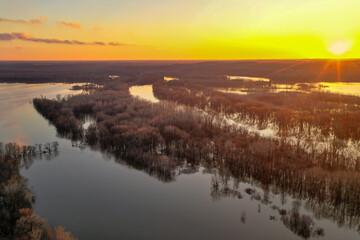 Sunset Over Spring Flooding