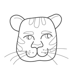 Tiger head in doodle style on a white background. Cute animals for prints and decor