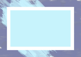 Naklejka premium A Ship Cove frame with a brush painted background. Template for packaging for the fashion industry in cold pastel colors. Invitation design with blue paint lines.