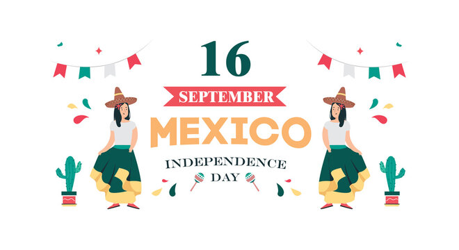 Mexican independence day celebration design invitation card with colorful vector illustration