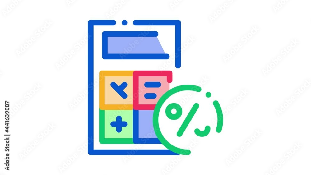 Poster math calculator for calculations icon animation. color math calculator for calculations animated ico