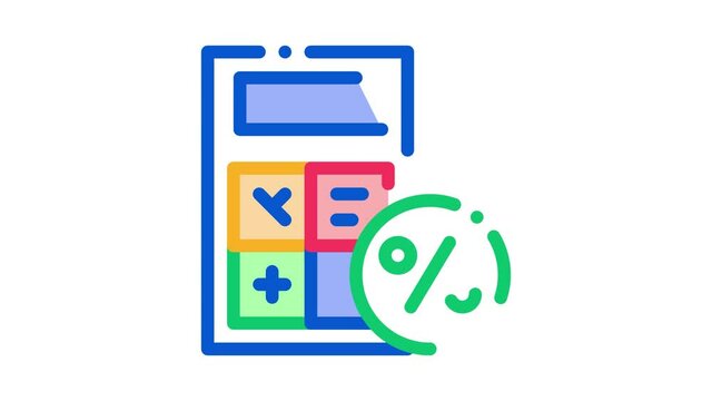 Math Calculator for Calculations Icon Animation. color Math Calculator for Calculations animated icon on white background