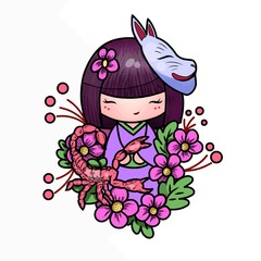 child with flowers and her scorpion