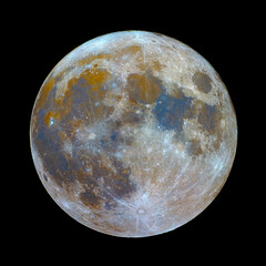 Full mineral Moon phase  with its natural colors, from red to blue, iron and titanium. Taken with...