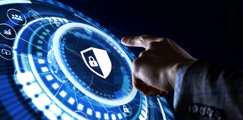 Cyber security data protection business technology privacy concept. Young businessman  select the...