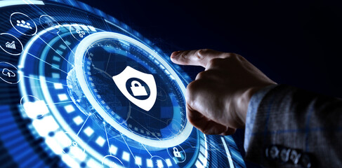 Cyber security data protection business technology privacy concept. Young businessman  select the...