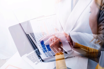 Social media interactions on mobile phone. concept with notification icons of social media. businessman hands holding device. internet digital marketing online community.