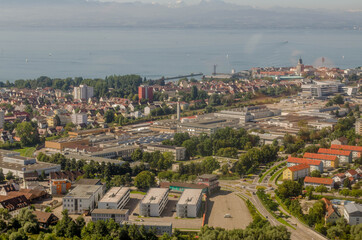 Obraz premium View of Friedrichshafen from airplane