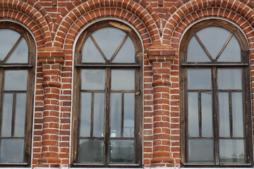 Fototapeta na wymiar arched windows in an old Orthodox church