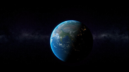 earth in space , asia seen from space 3d illustration