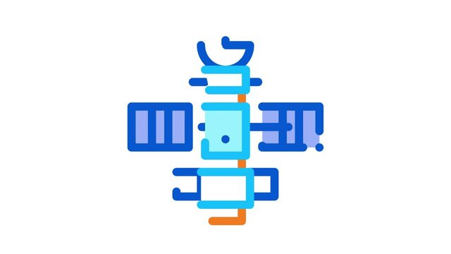 Space Satellite Station Icon Animation. color Space Satellite Station animated icon on white background