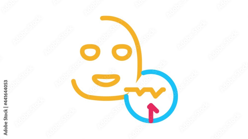 Poster wrinkle smoothing mask icon animation. color wrinkle smoothing mask animated icon on white backgroun