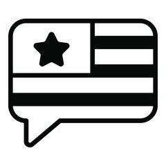 message, chat black filled line icon, vector design usa independence day icon.