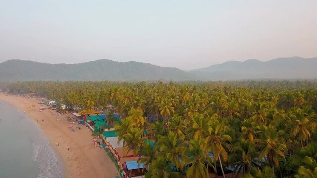 Aerial view of beautiful tropical Goa beach, Palolem beach, India. Goa, Palolem beach, India. It is one of the most popular resorts in India.