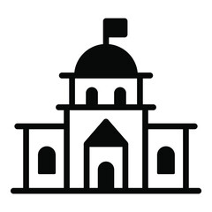 white house, building black filled line icon, vector design usa independence day icon.