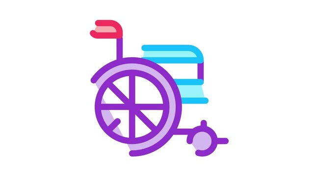 Wheelchair Equipment Icon Animation. color Wheelchair Equipment animated icon on white background