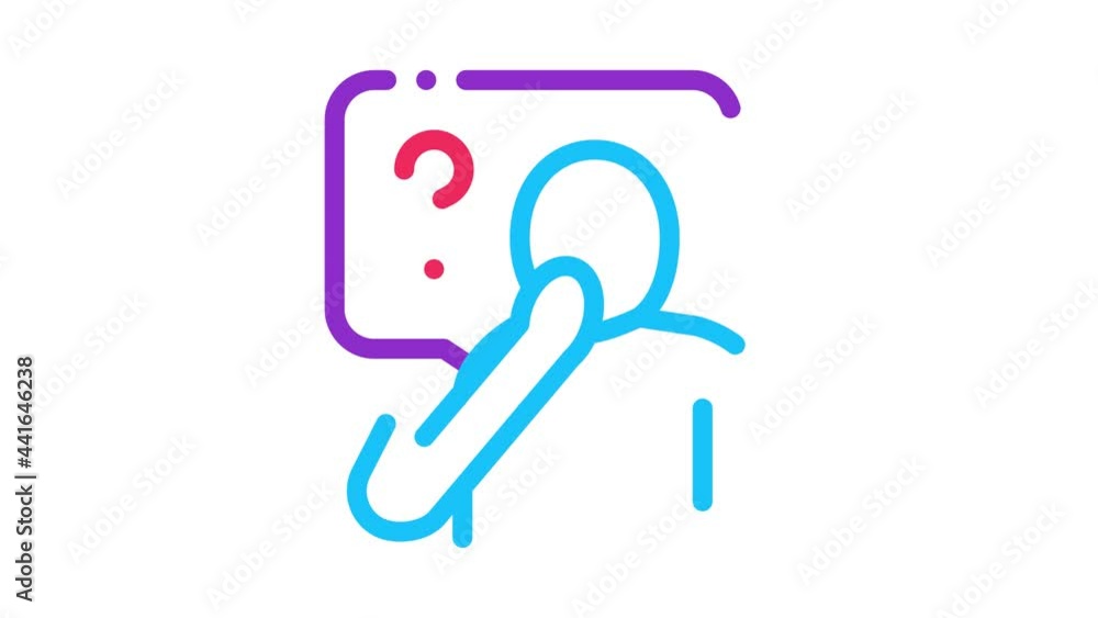 Poster man question mark frame icon animation. color man question mark frame animated icon on white backgro