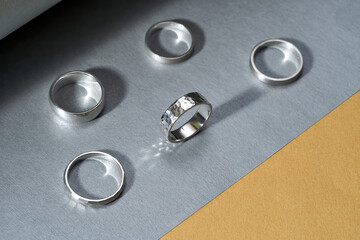 Shiny sterling silver engagement rings assortment