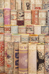 Colored carpets with traditional patterns
