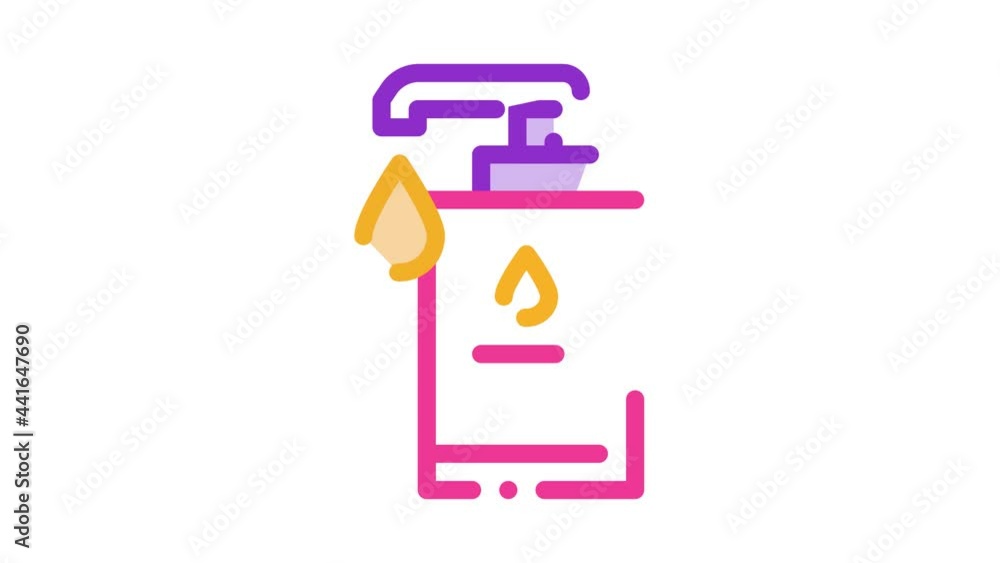 Sticker Hygiene Soap Bottle Icon Animation. color Man Strikethrough Mark animated icon on white background