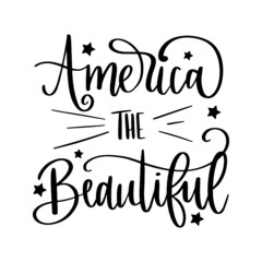 America the Beautiful, black typography, 4th of July graphic, patriotic, independence day, digital file, svg, handlettered svg, July 4th svg, American svg, quote svg Sticker